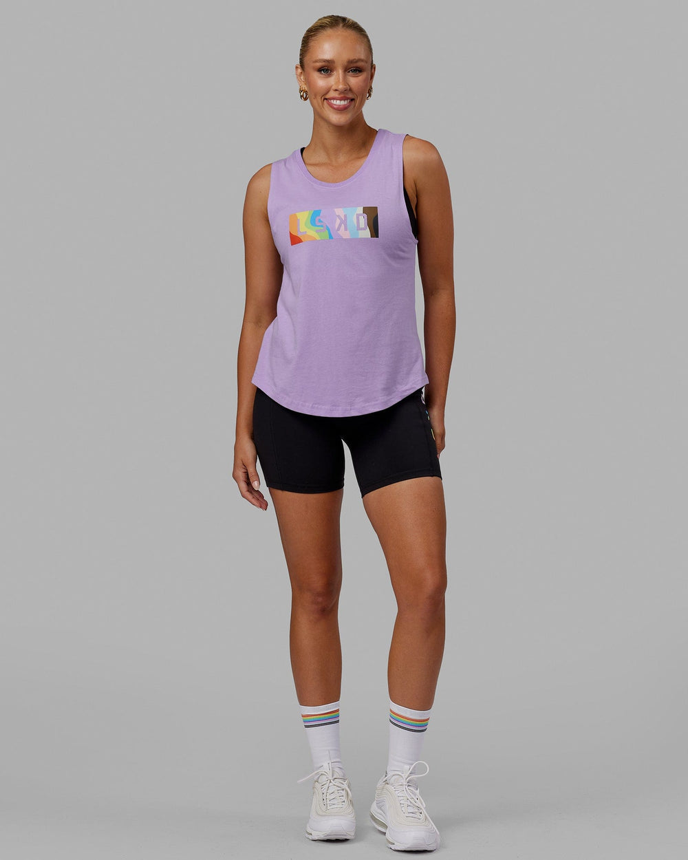 Woman wearing Luna Tank - Pride-Pale Lilac