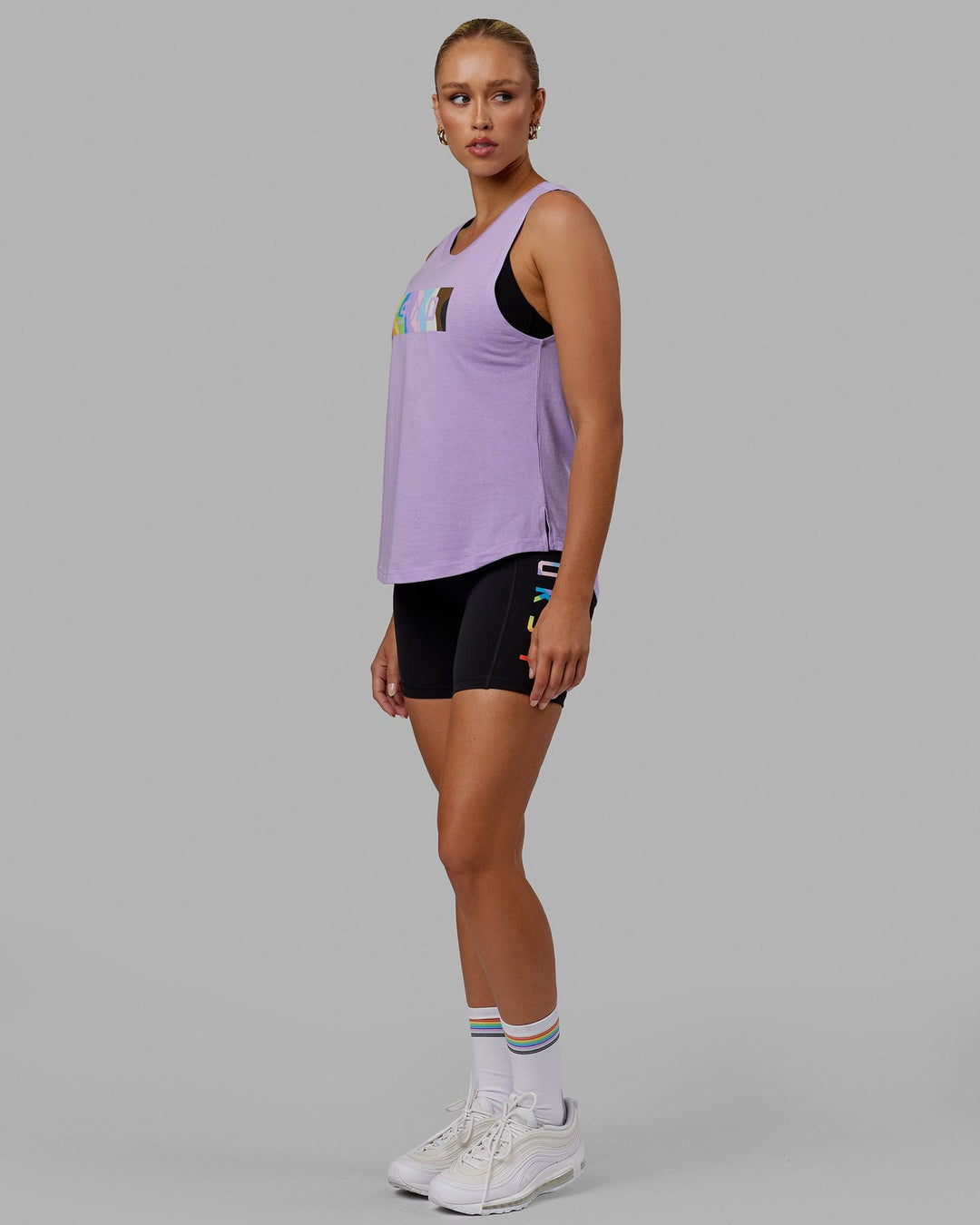Woman wearing Luna Tank - Pride-Pale Lilac