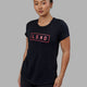 Woman wearing Luna Tee - Black-Raspberry