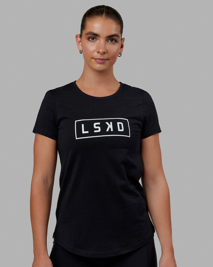 Woman wearing Luna Tee - Black-White