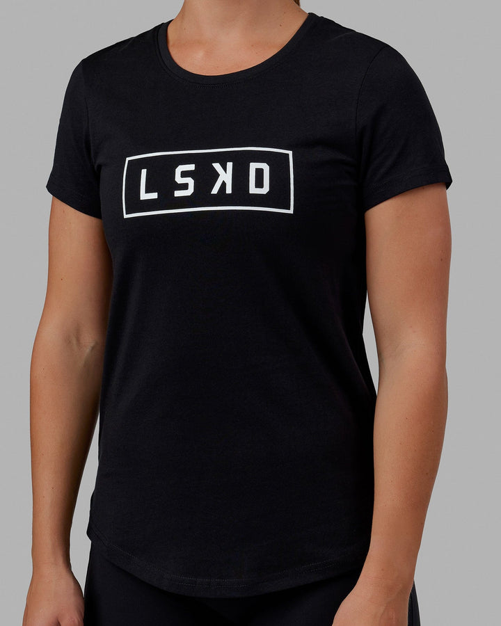 Woman wearing Luna Tee - Black-White