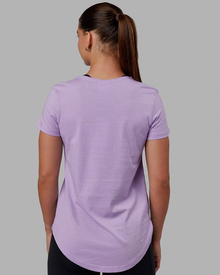 Woman wearing Luna Tee - Pale Lilac-White