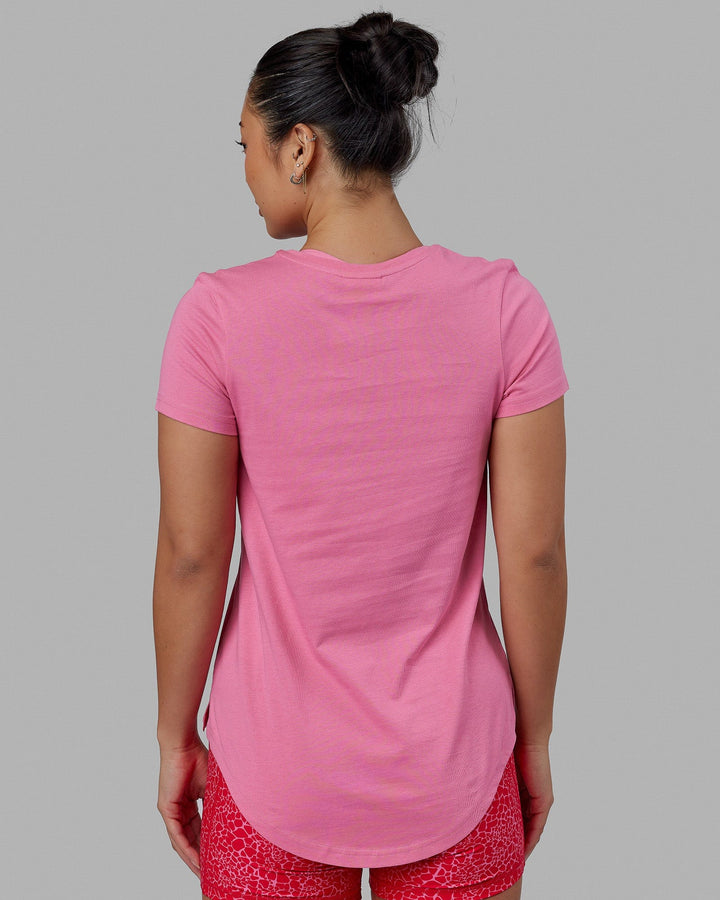 Woman wearing Luna Tee - Pink Rose-White