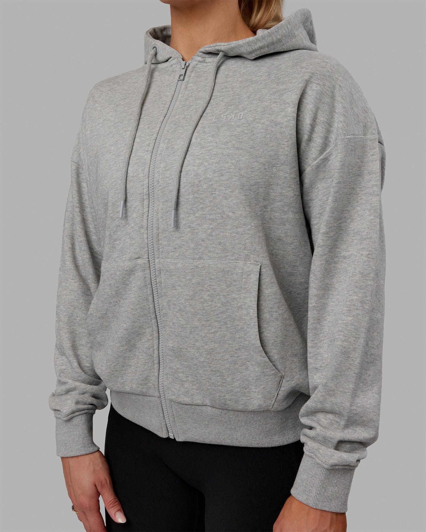 MVP Zip Through Hoodie Light Grey Marl LSKD