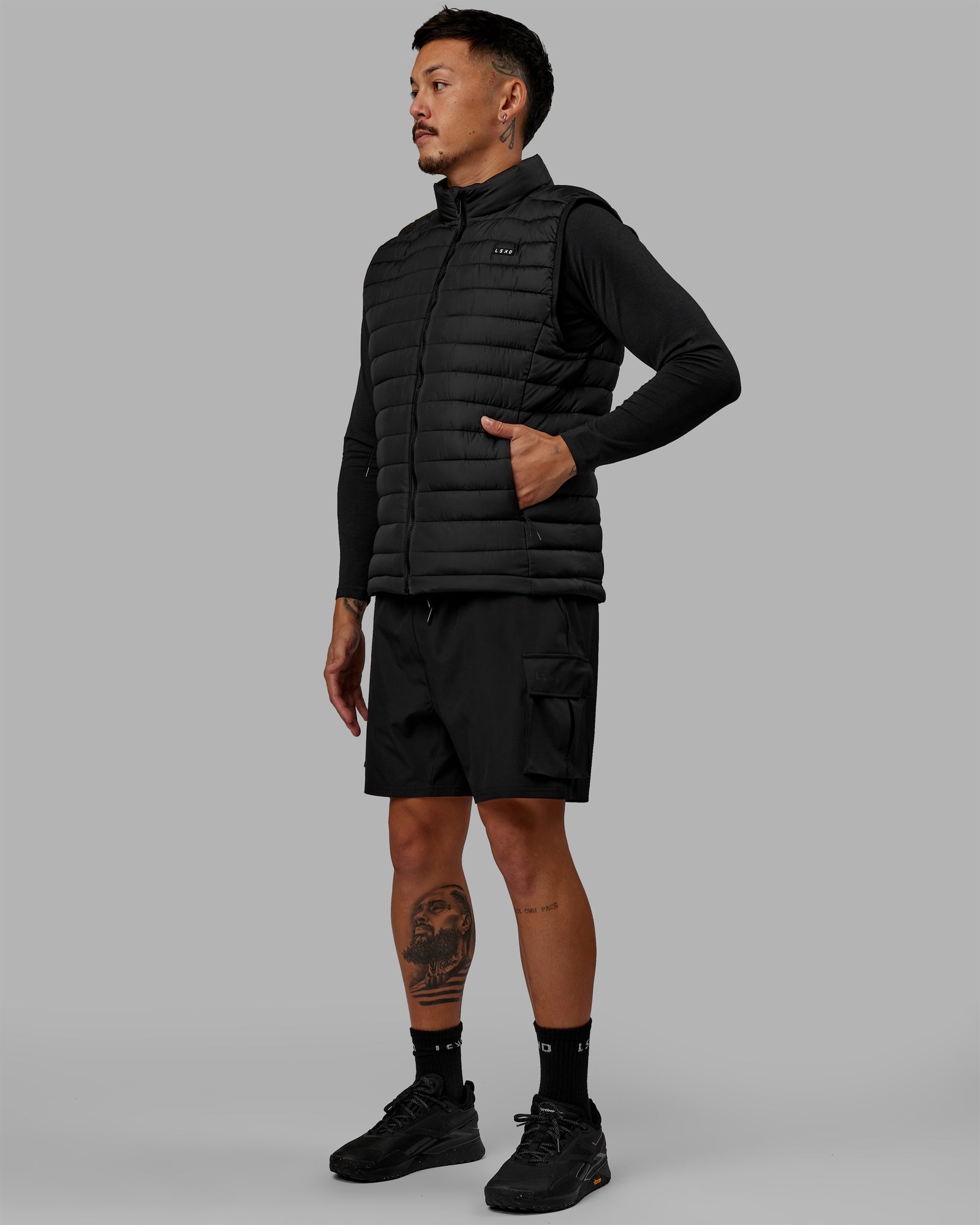 Mens All Day Puffer Vest Black LSKD - Main Image