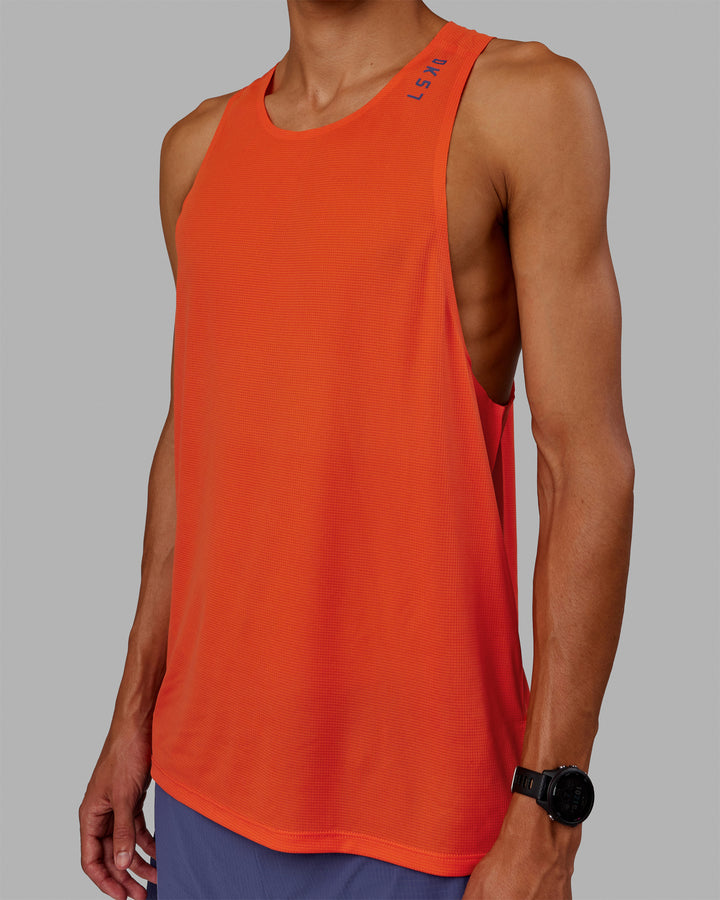 Man wearing Race Day Tank - Ultra Orange-Future Dusk
