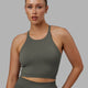 Woman wearing Minimal Seamless Crop Ribbed Tank - Graphite