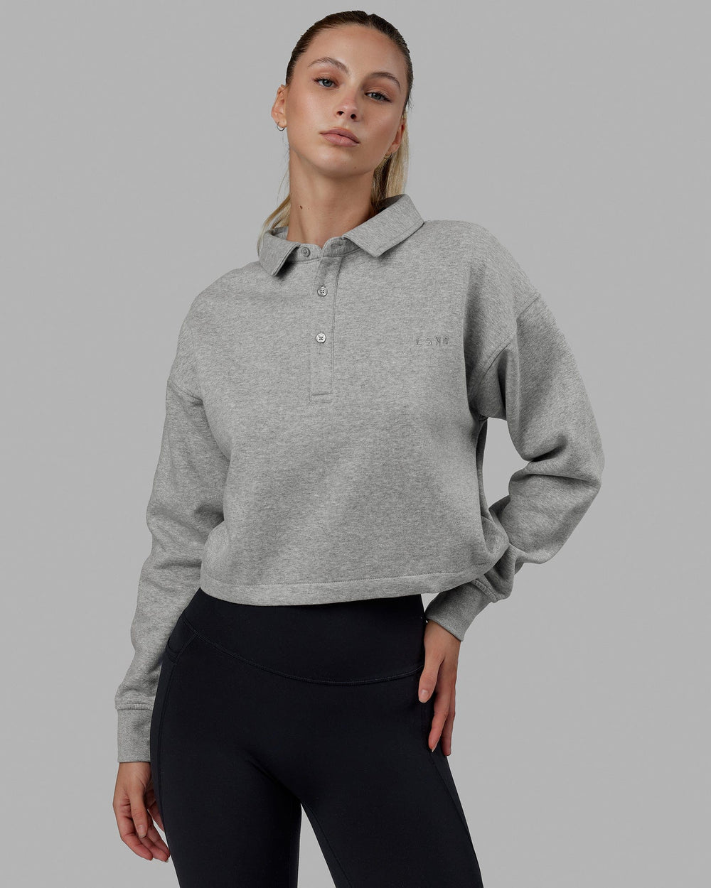 Woman wearing Off Court Sweater - Grey Marl