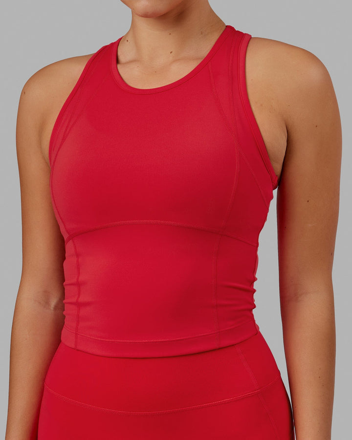 Woman wearing Propel Performance Tank - Scarlet