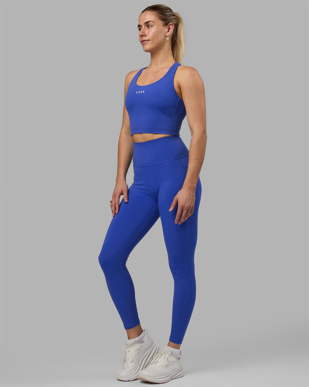 Woman wearing Pulse Active Tank - Power Cobalt
