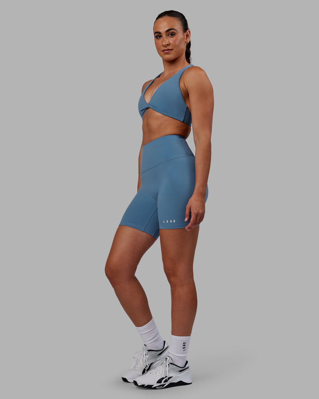 Woman wearing RXD High-Rise 6&quot; Short - Elemental Blue