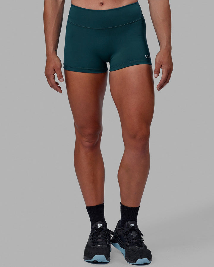 Woman wearing RXD Micro Short Tights - Tidal Teal