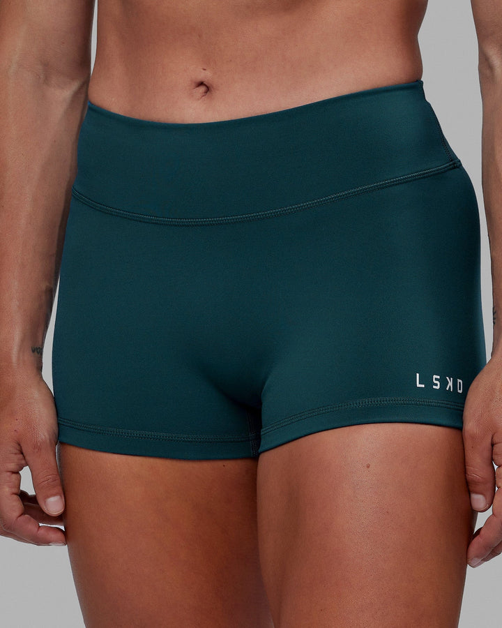 Woman wearing RXD Micro Short Tights - Tidal Teal
