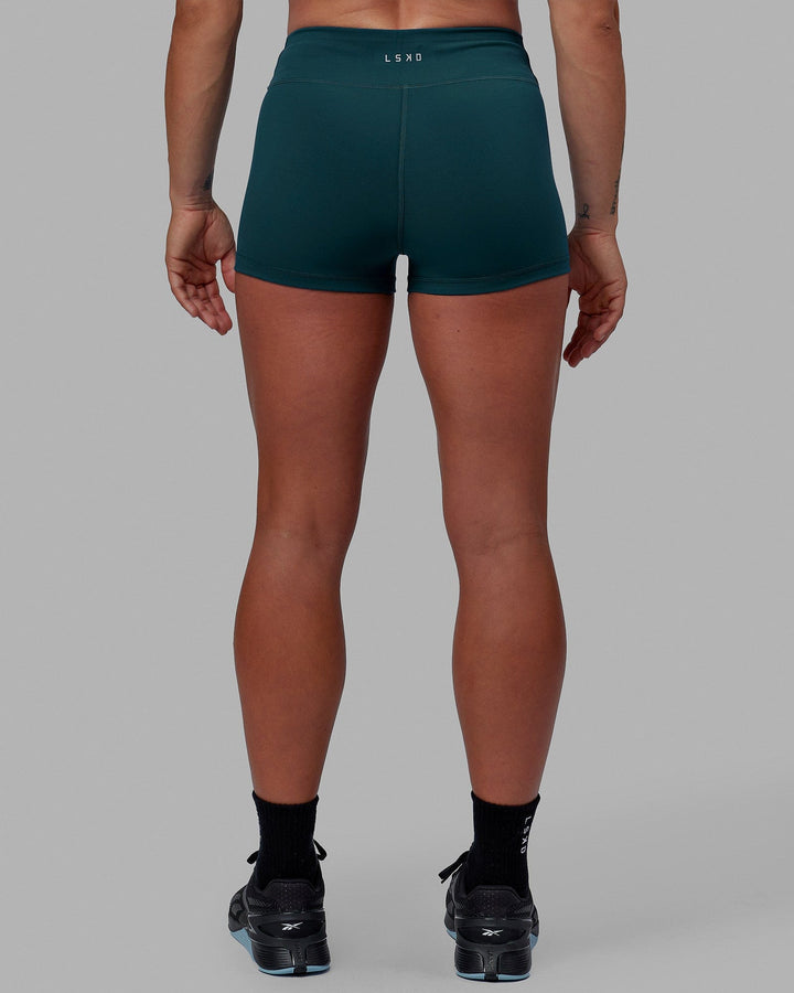 Woman wearing RXD Micro Short Tights - Tidal Teal