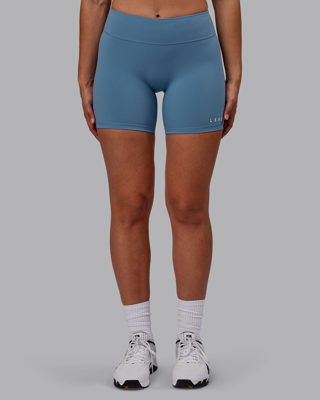 Woman wearing RXD Low-Rise 6&quot; Short - Elemental Blue