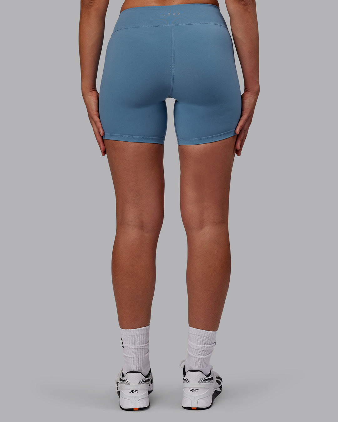 Woman wearing RXD Low-Rise 6&quot; Short - Elemental Blue