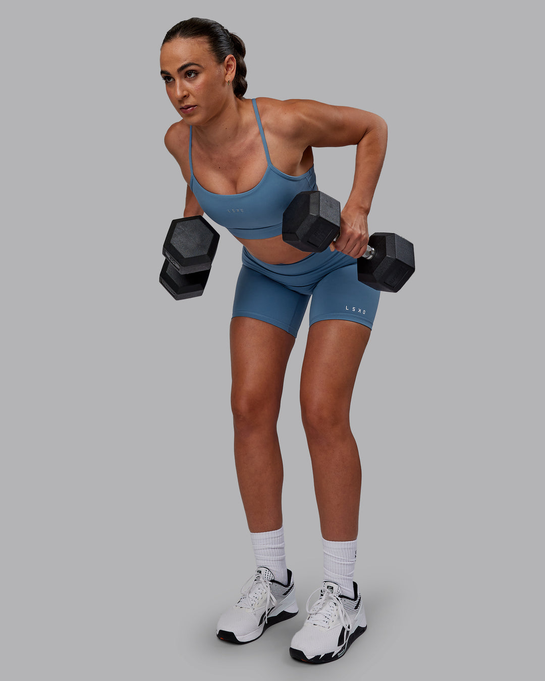 Woman wearing RXD Low-Rise 6&quot; Short - Elemental Blue
