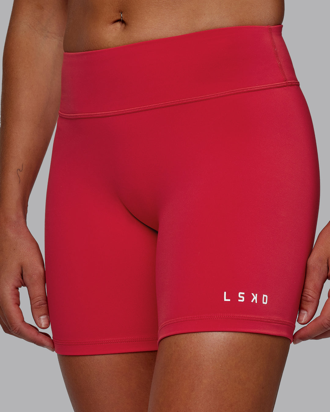 Woman wearing RXD Low-Rise 6&quot; Short - Scarlet