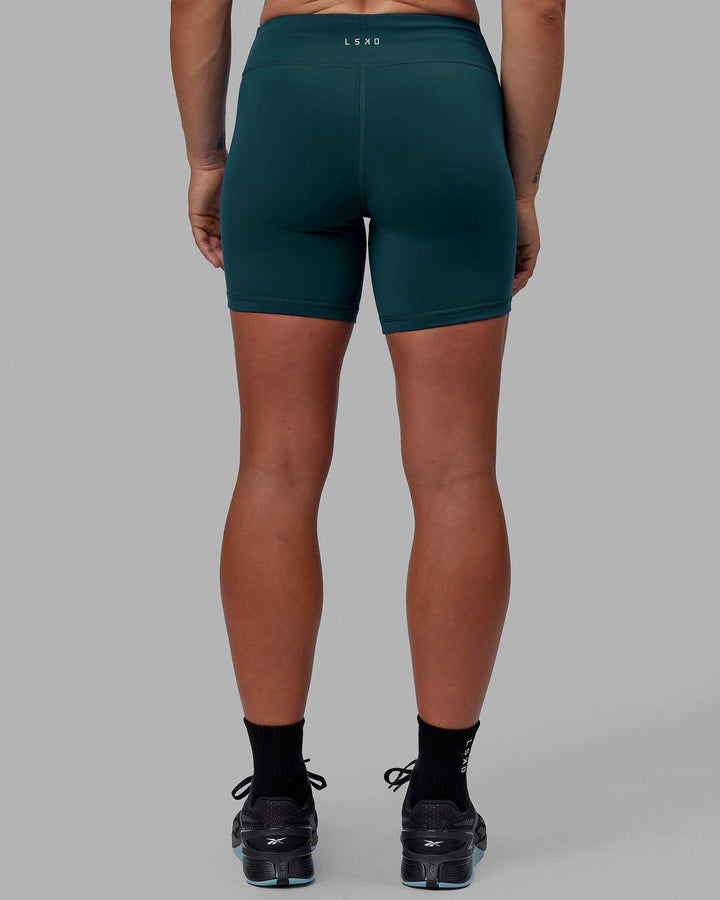 Woman wearing RXD Mid Short Tight - Tidal Teal