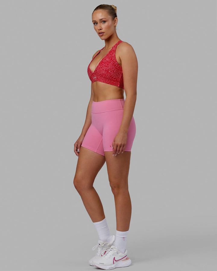 Woman wearing RXD Mid Short Tights - Pink Rose-Scarlet