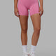 Woman wearing RXD Mid Short Tights - Pink Rose-Scarlet
