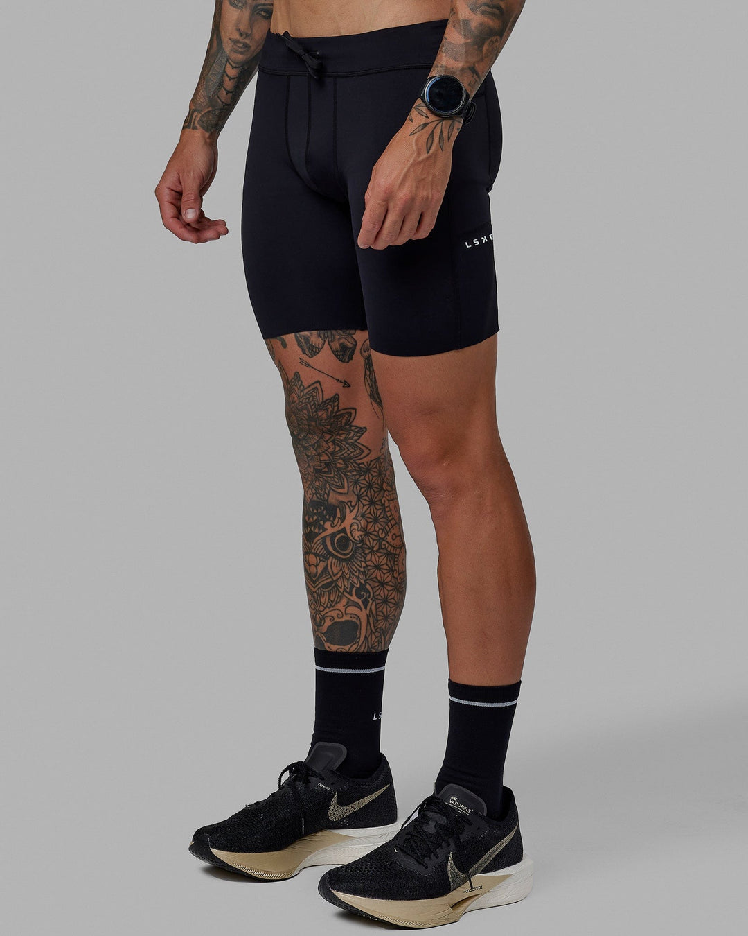Man wearing Race Day 8" Short Tight - Black