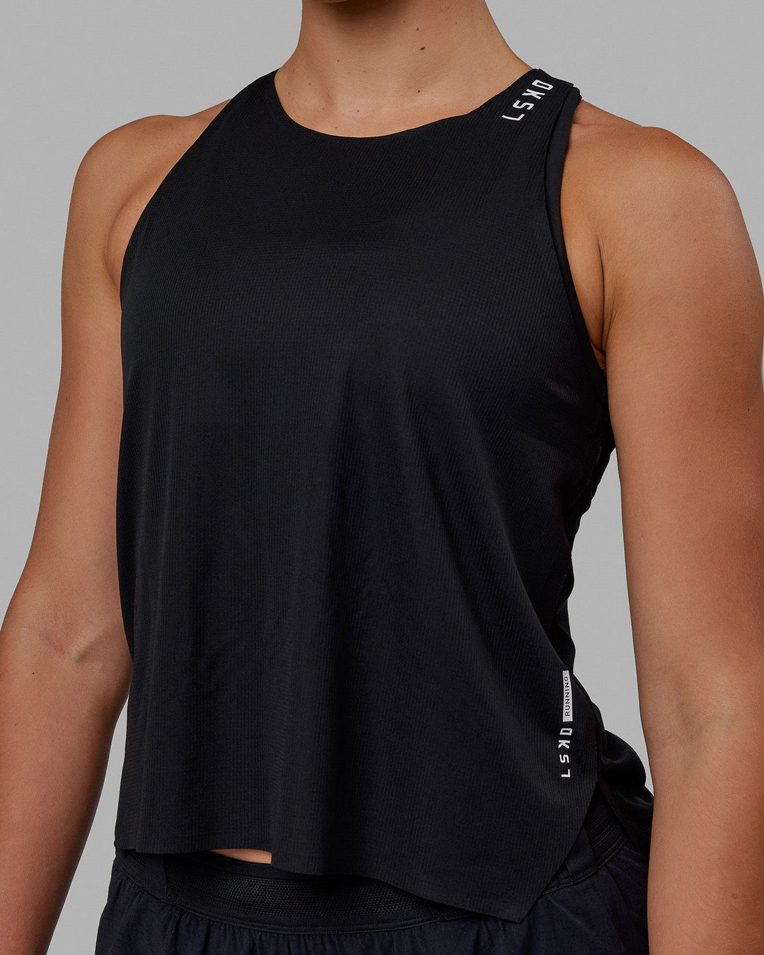 Woman wearing Race Day Performance Tank - Black-White
