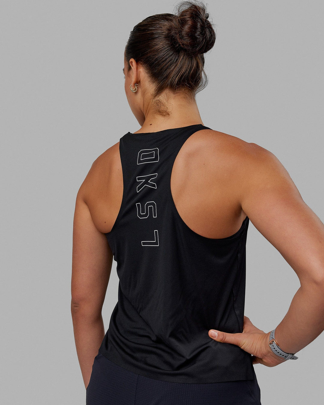 Woman wearing Race Day Performance Tank - Black-White