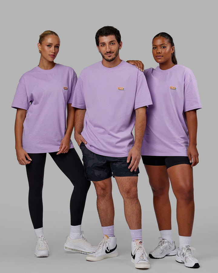 Group wearing Unisex Radiate Heavyweight Tee Oversize - Pale Lilac