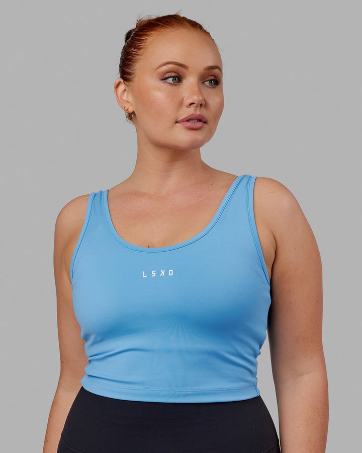 Woman wearing Reflex Active Tank - Azure Blue