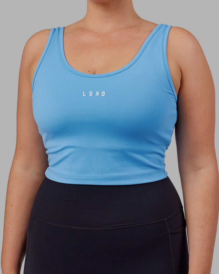 Woman wearing Reflex Active Tank - Azure Blue