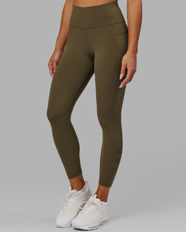 Woman wearing Rep 7/8 Length Tight - Army Green