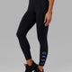 Woman wearing Rep 7/8 Length Tight - Black-Cornflower Blue