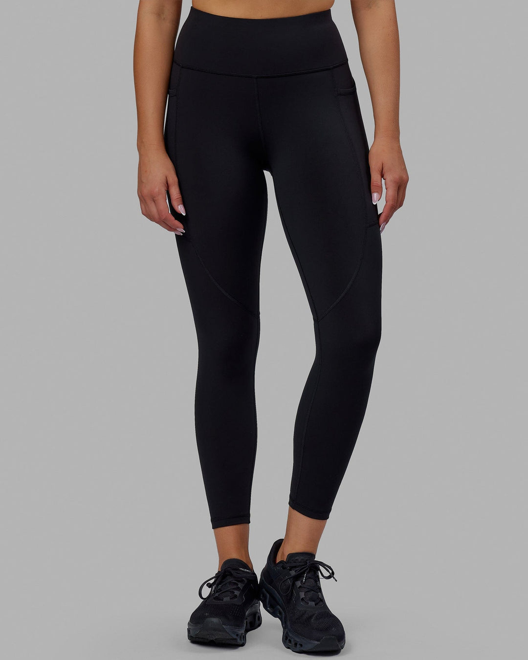 Woman wearing Rep 7/8 Length Tights - Black-Raspberry