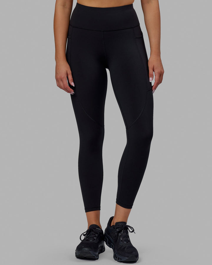 Woman wearing Rep 7/8 Length Tights - Black-Raspberry