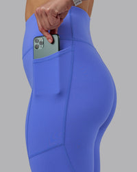 Woman wearing Rep Ultra High-Rise Full Length Legging Pockets - Baja Blue-White | Model:Lillie | Size:S
