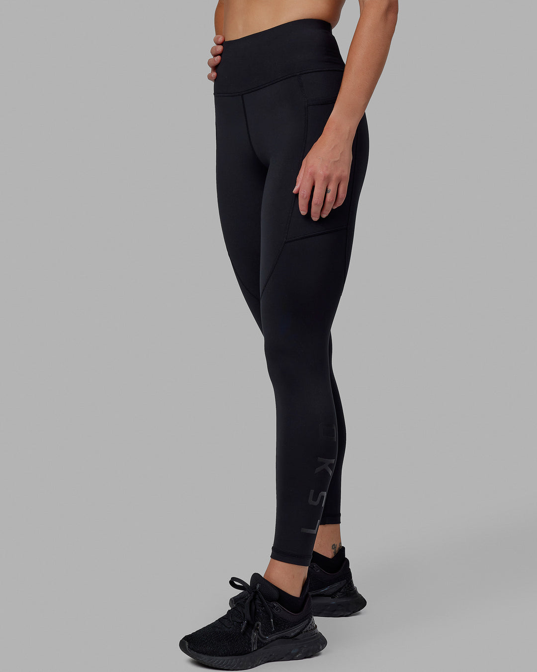 Woman wearing Rep Ultra High-Rise Full Length Legging Pockets - Black-Black | Model:Shae | Size:S