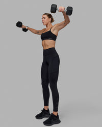 Woman wearing Rep Ultra High-Rise Full Length Legging Pockets - Black-Black | Model:Shae | Size:S