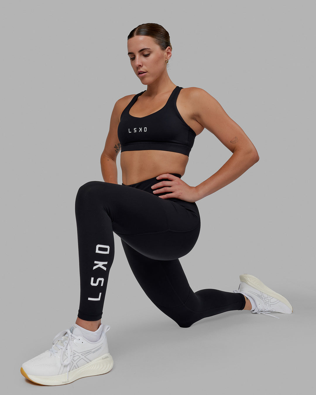 Woman wearing Rep Ultra High-Rise Full Length Legging Pockets - Black-White | Model:Shae | Size:S
