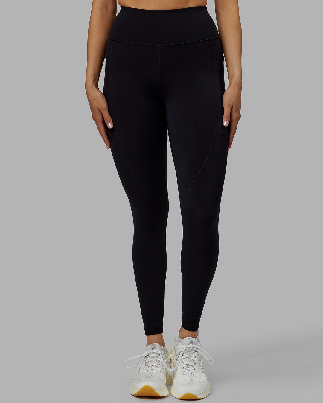 Woman wearing Rep Ultra High-Rise Full Length Legging Pockets No Logo - Black | Model:Blaize | Size:S