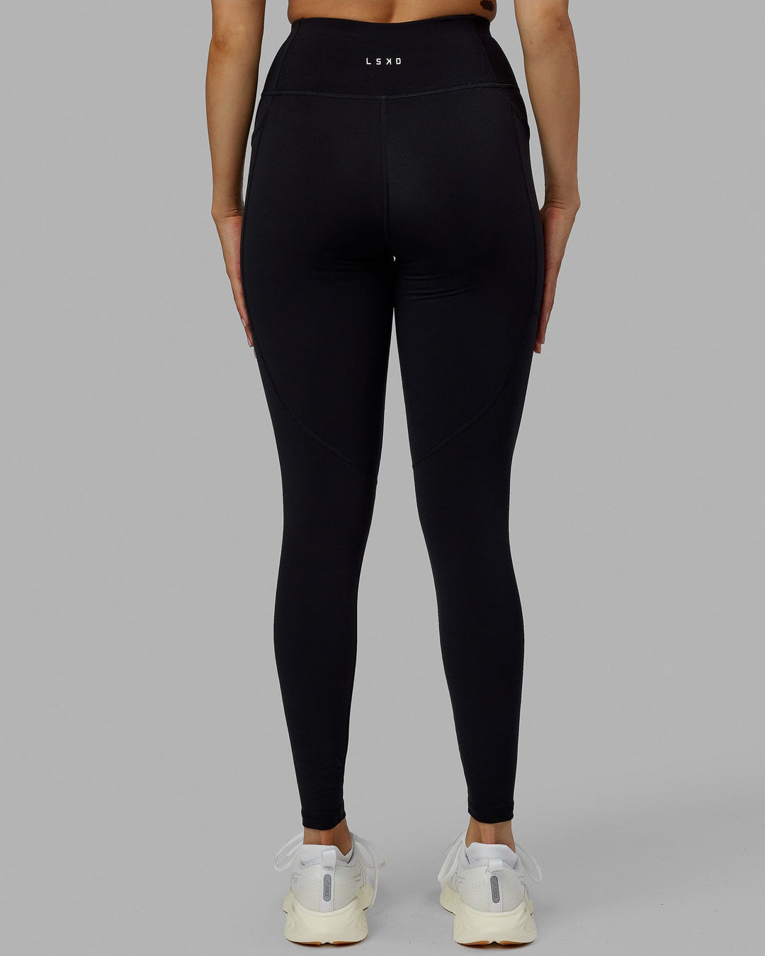 Woman wearing Rep Ultra High-Rise Full Length Legging Pockets No Logo - Black | Model:Blaize | Size:S