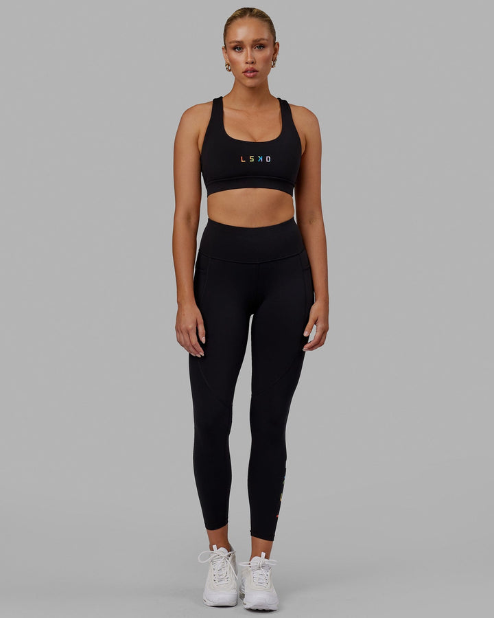 Woman wearing Rep Full Length Tight - Pride-Black