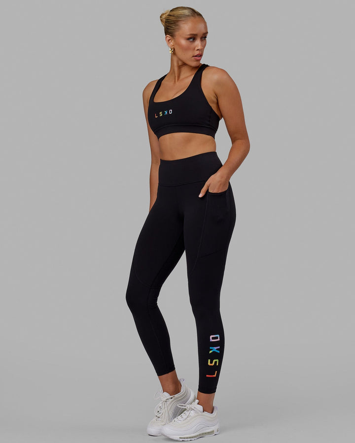 Woman wearing Rep Full Length Tight - Pride-Black