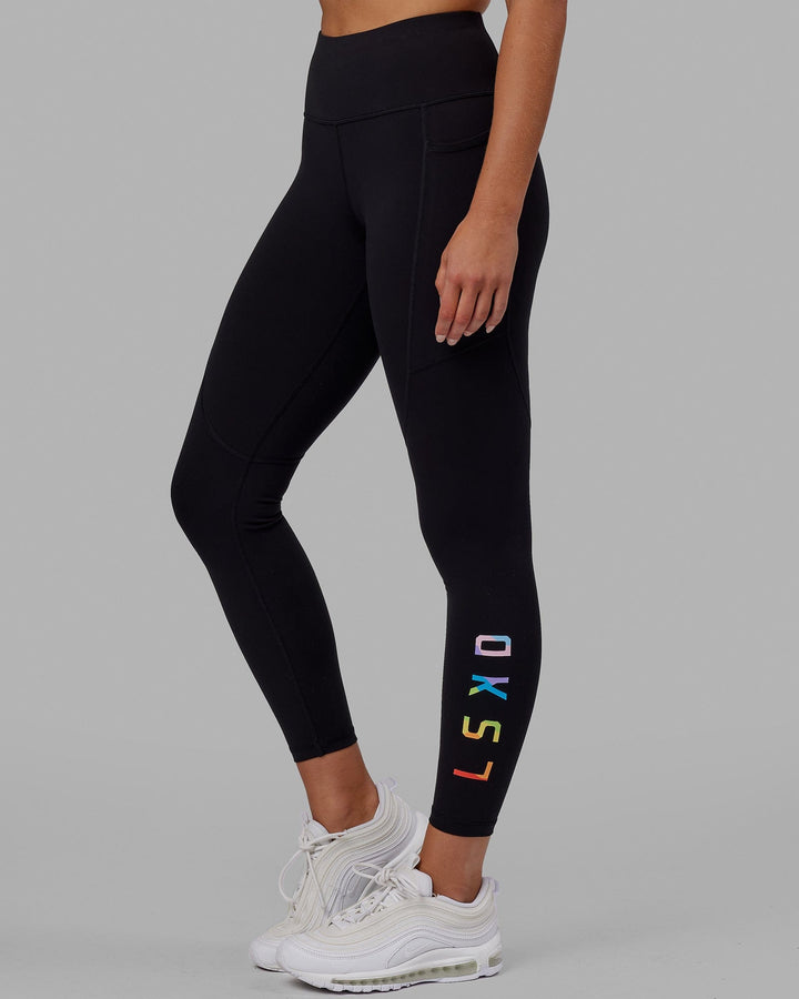 Woman wearing Rep Full Length Tight - Pride-Black