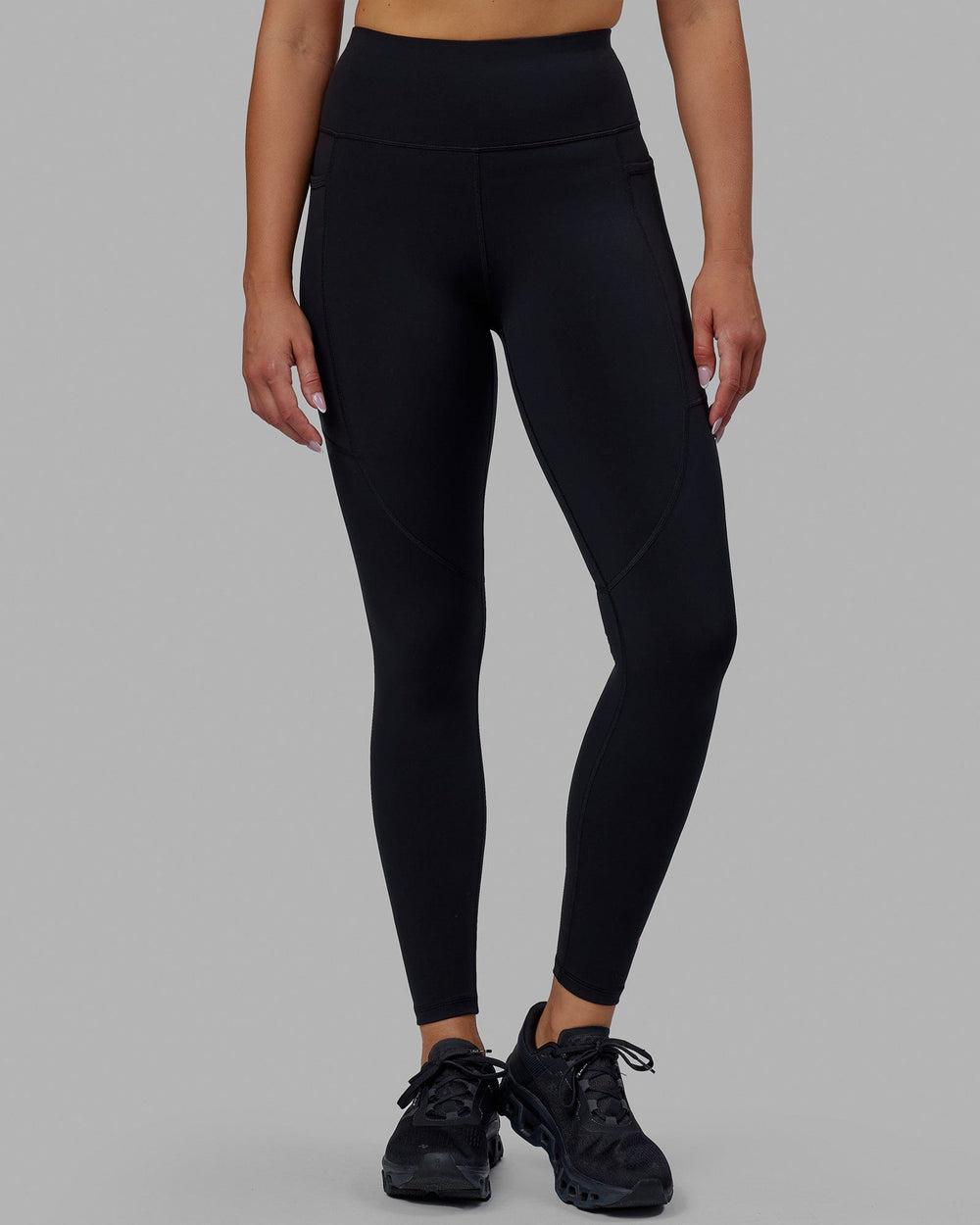 Woman wearing Rep Full Length Tights - Black-Raspberry
