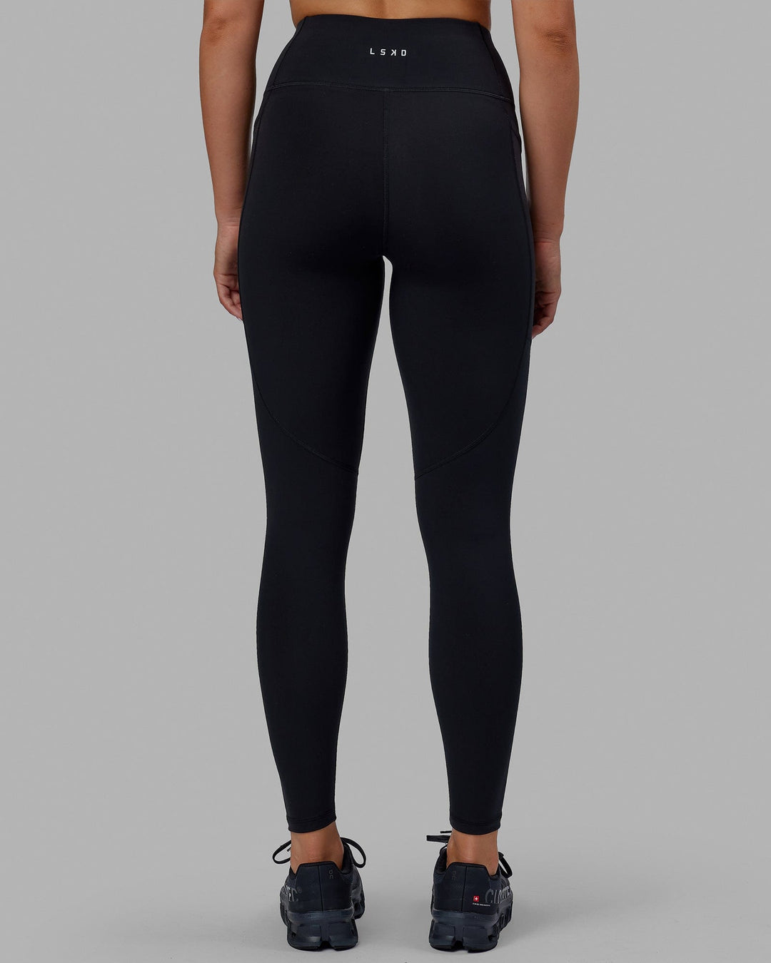Woman wearing Rep Full Length Tights - Black-Raspberry