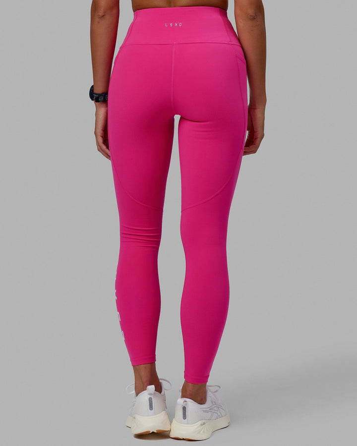 Woman wearing Rep Full Length Tights - Ultra Pink-White