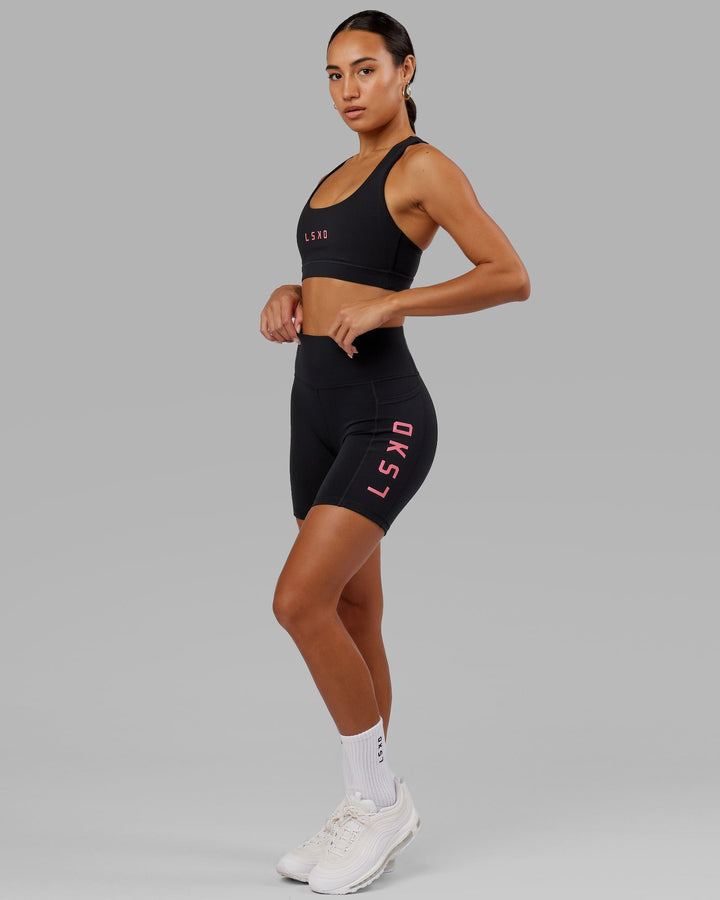 Rep Mid Short Tights - Black-Flamingo