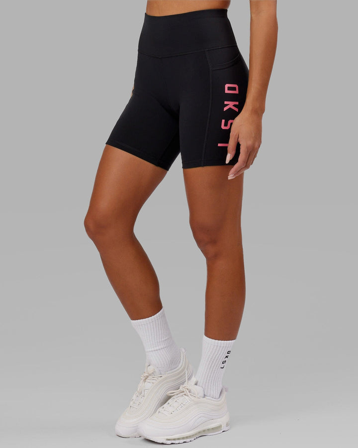 Rep Mid Short Tights - Black-Flamingo