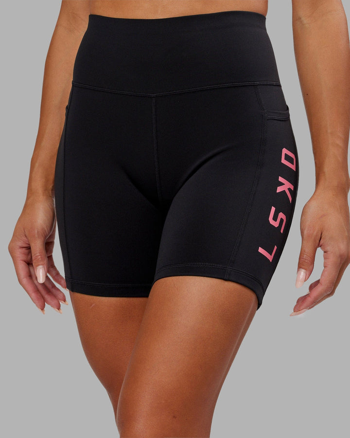 Rep Mid Short Tights - Black-Flamingo